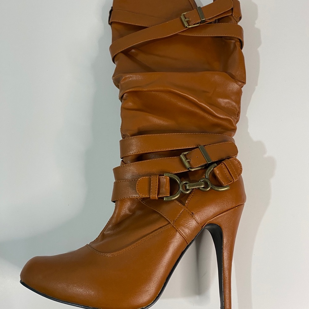 Vegan Leather Caramel High Heel Boot